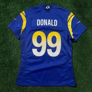 NWT Nike Los Angeles Rams Aaron Donald 99 Women's Small Game Jersey Royal Blue S